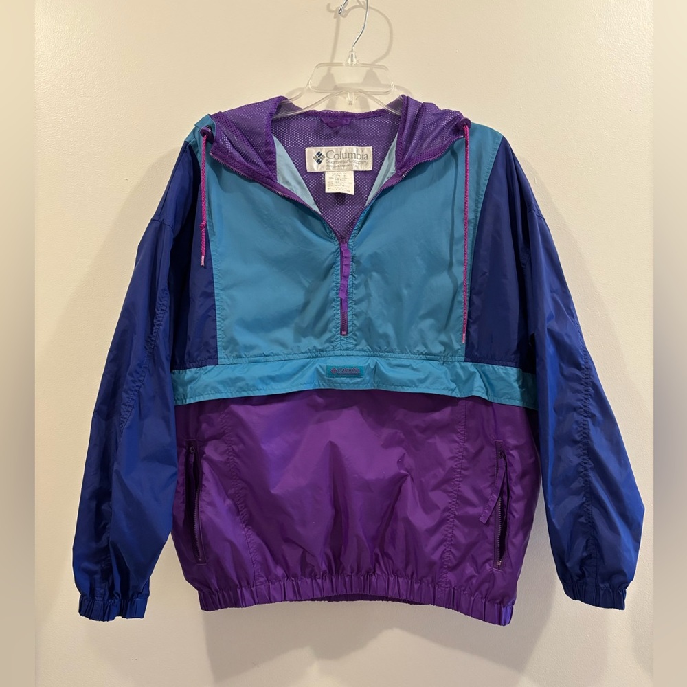 Columbia Women’s M VTG 90s Colorblock Kangaroo Pocket Anorak Lightweight